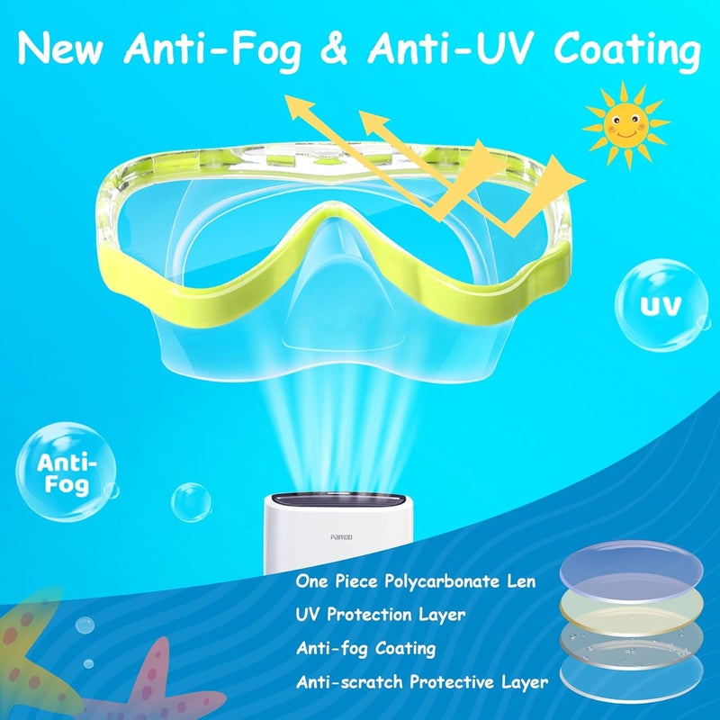 Vvinca Kids-Goggles with Nose Cover, Diving Mask Elastic Fabric Strap Anti Fog Anti Shattered Lens for Kids Swim Goggles 3-14 - Image 5
